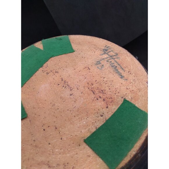 Modernist Studio Pottery Splatter Paint On faux lidded Vase signed Abrams? '73 - Picture 7 of 16